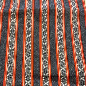 Vintage Faux Denim & Lace Sheer Striped Patterned Fabric-2+ yards